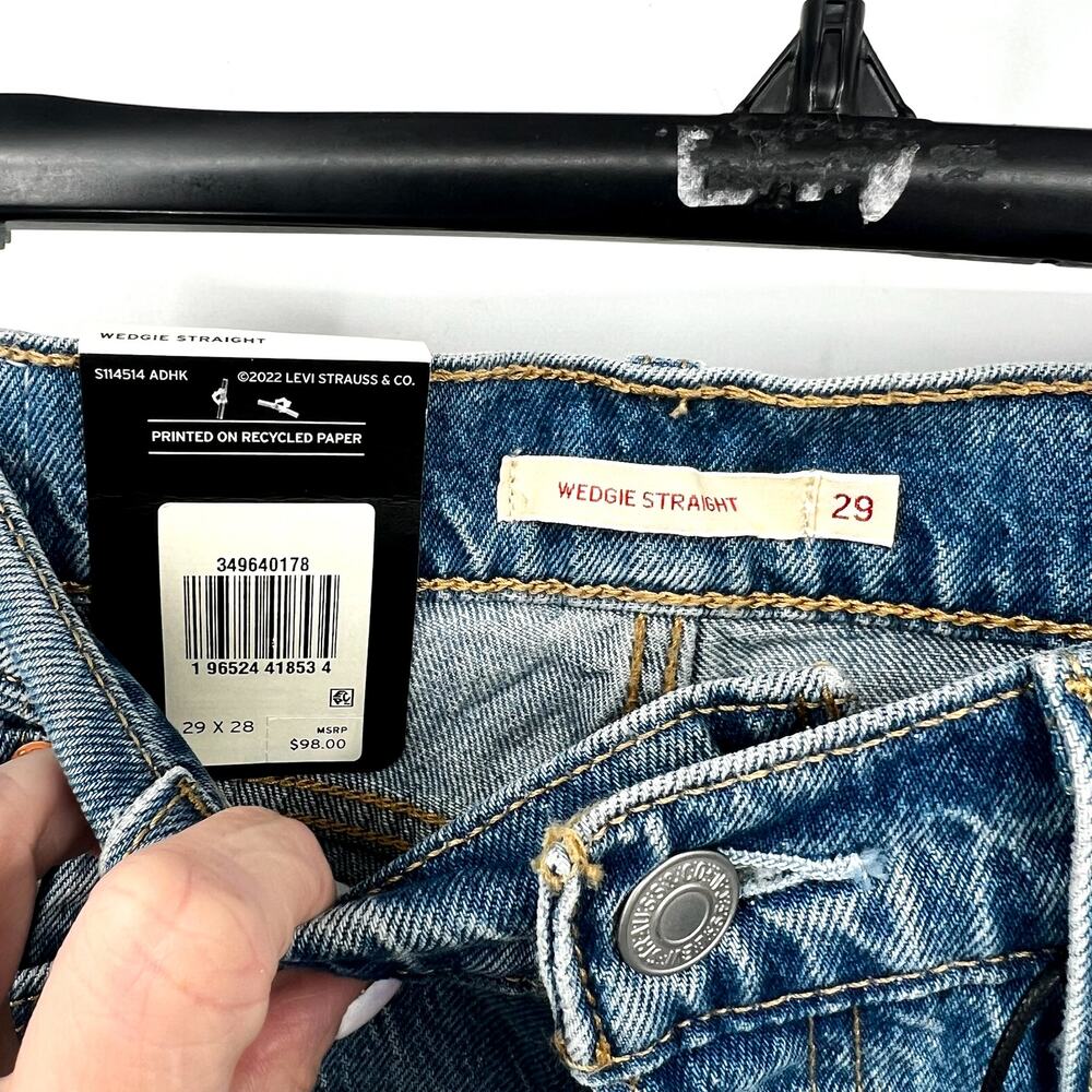 LEVI'S Womens Wedgie Straight Jeans 29x28 US 8 Calling All Blue 34964-0178 NWT - Picture 10 of 14
